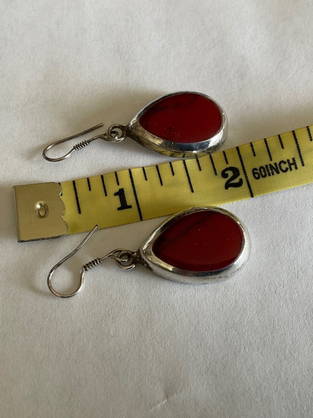 Mexico silver earrings with red stone - Picture 6 of 6